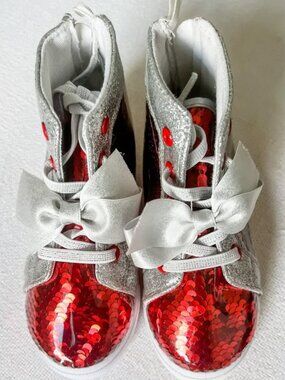 New Ground Up Girls Red Sequin High-Top Sneakers Sz 8